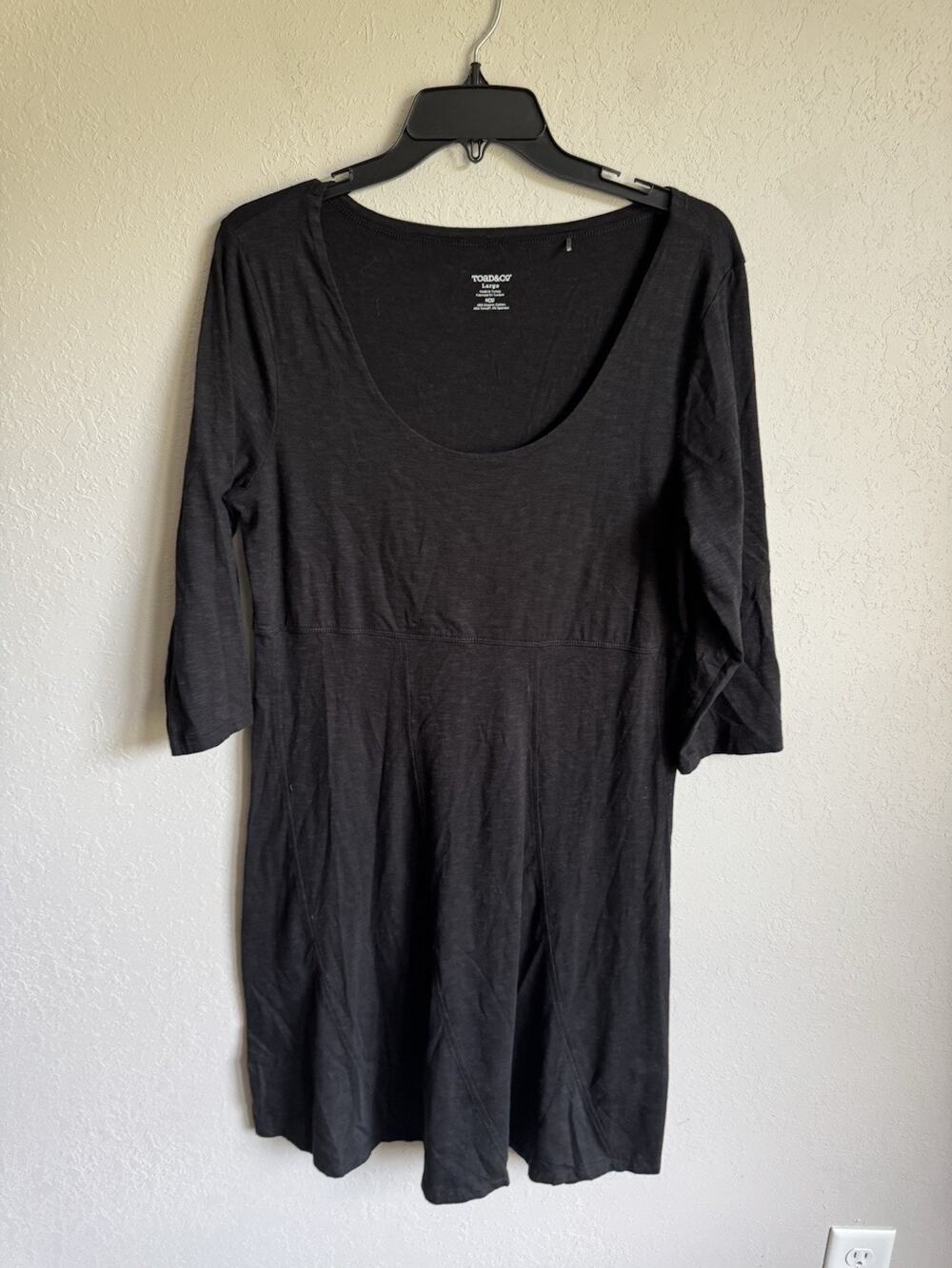 Toad & Co Black Organic Cotton Blend Athletic A-Line Dress Womens L Minimalist